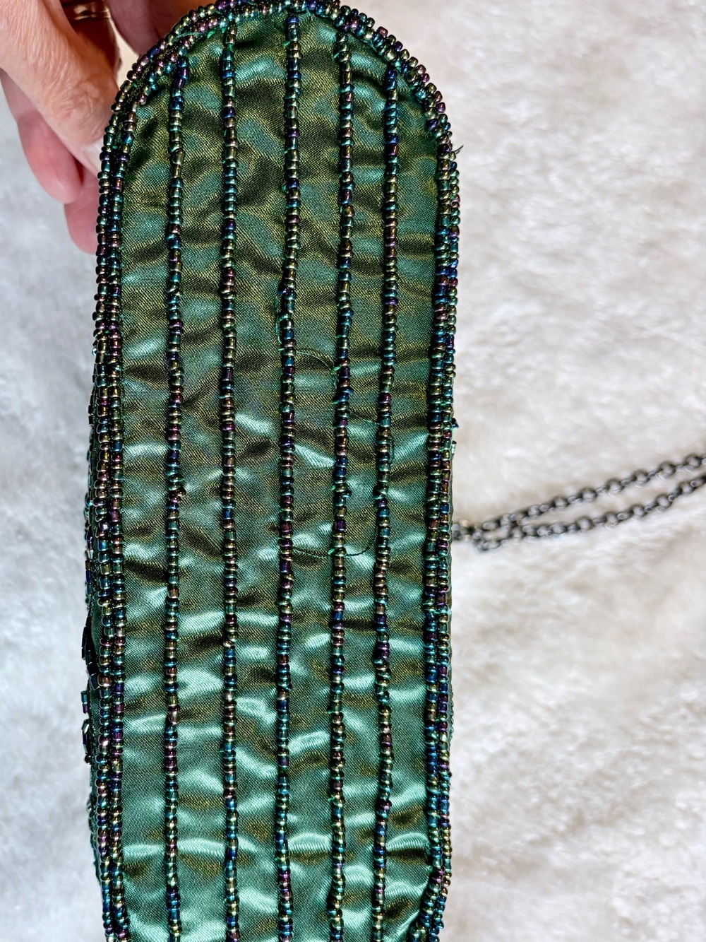 Handbag - Embellished Green Beaded for Evening or for Fun - also a shoulder bag! - Picture 3 of 16